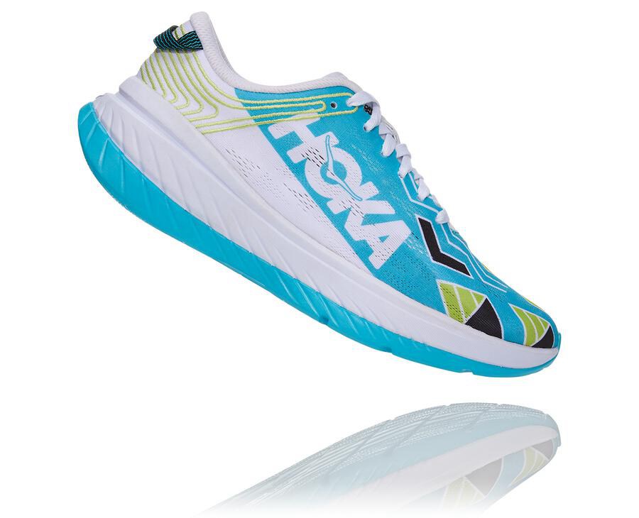 Running Shoes Mens - Hoka One One Ironman Kona Carbon X - Blue/White - JQXTWHK-75